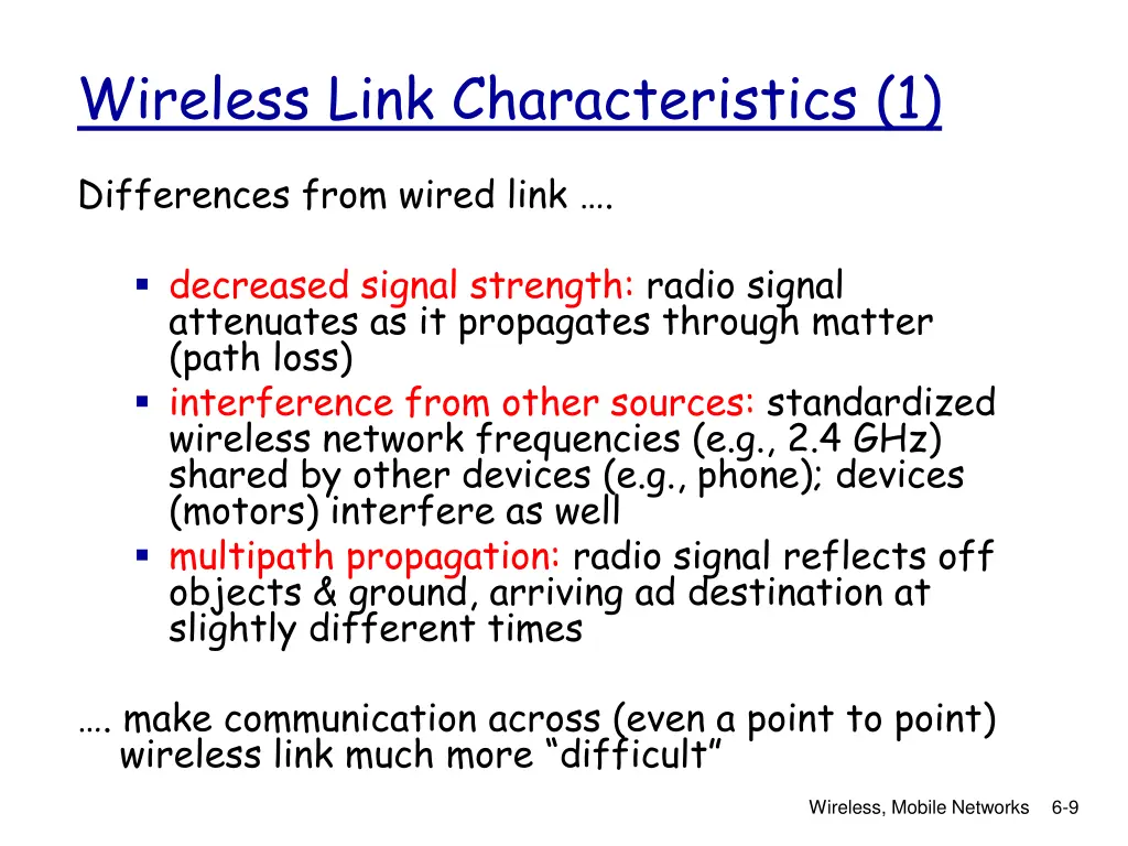 wireless link characteristics 1