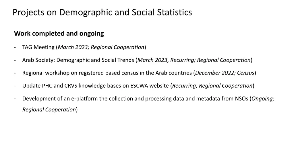 projects on demographic and social statistics 2