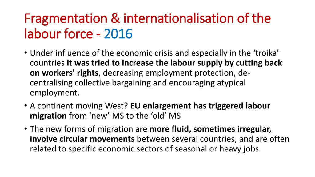 fragmentation fragmentation internationalisation