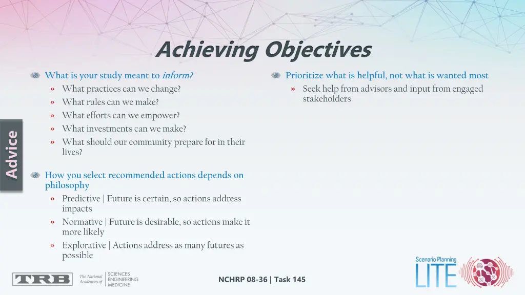 achieving objectives