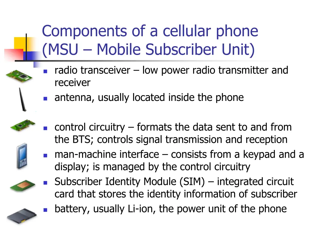components of a cellular phone msu mobile