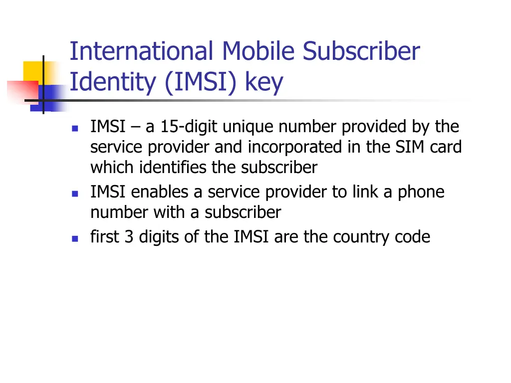 international mobile subscriber identity imsi key