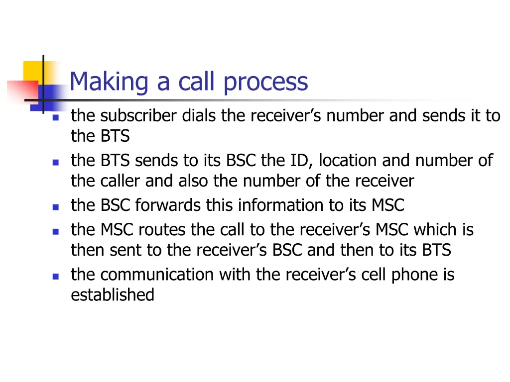 making a call process