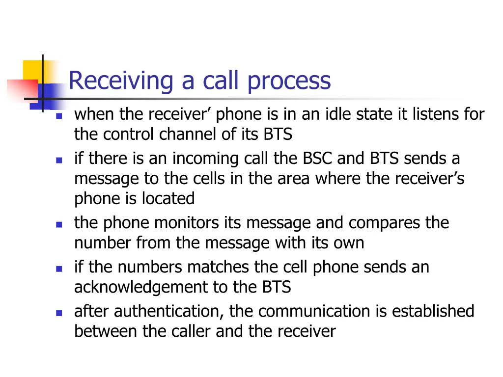 receiving a call process