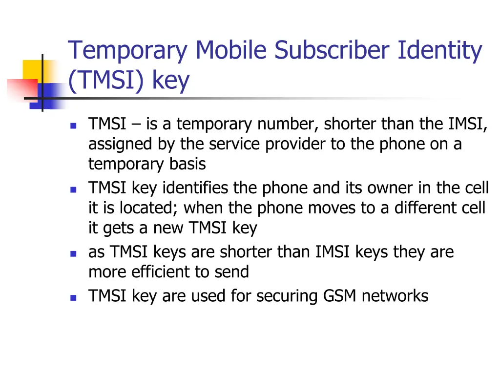 temporary mobile subscriber identity tmsi key