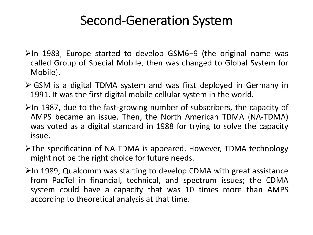 second second generation system generation system