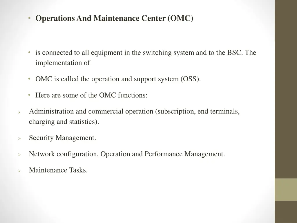 operations and maintenance center omc