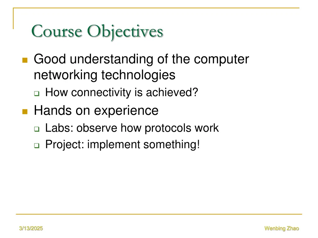 course objectives