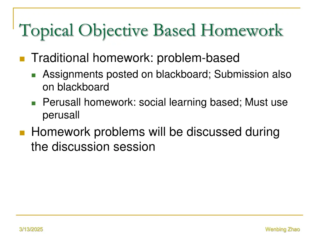 topical objective based homework