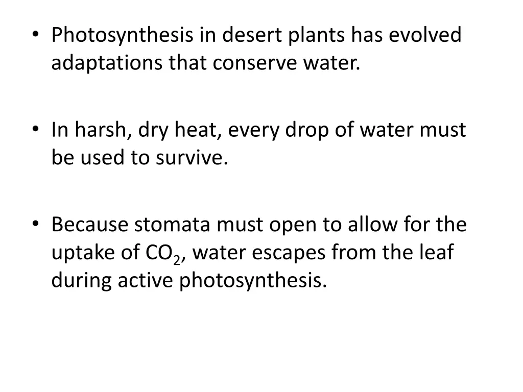 photosynthesis in desert plants has evolved