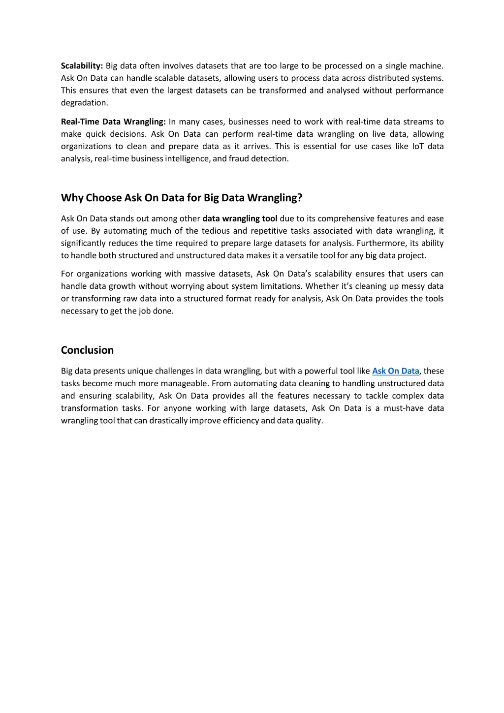 scalability big data often involves datasets that