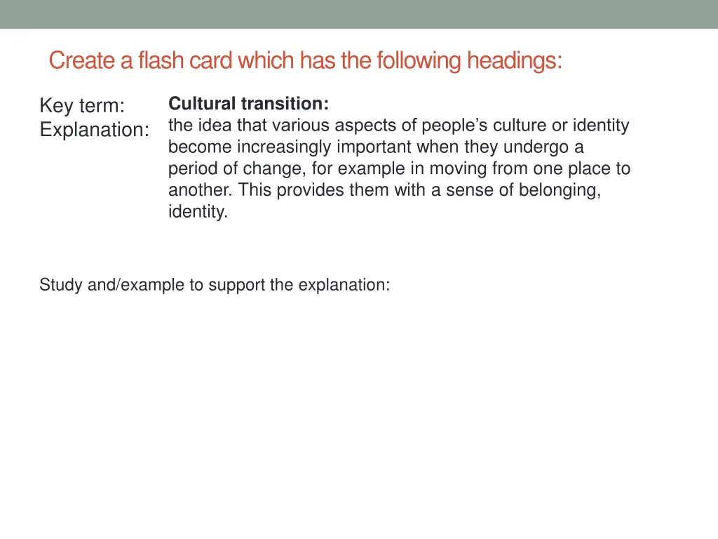 create a flash card which has the following 1