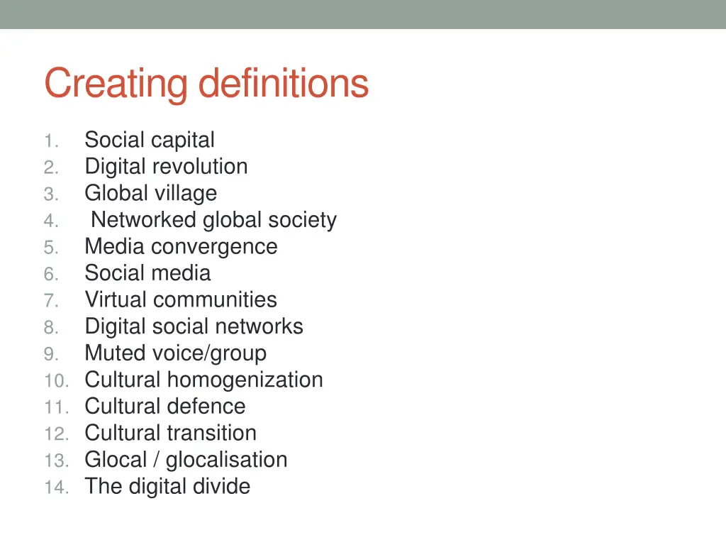 creating definitions