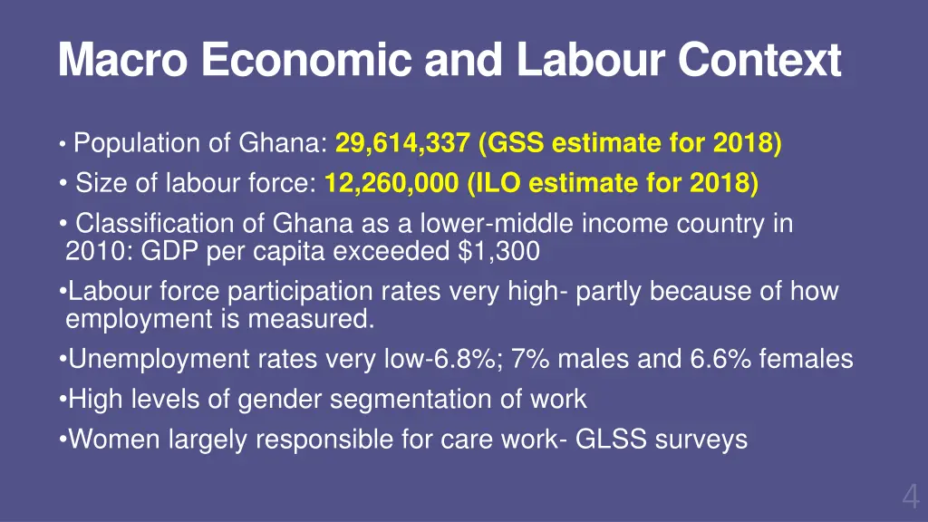 macro economic and labour context