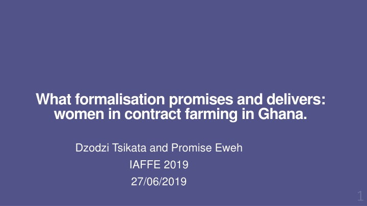 what formalisation promises and delivers women