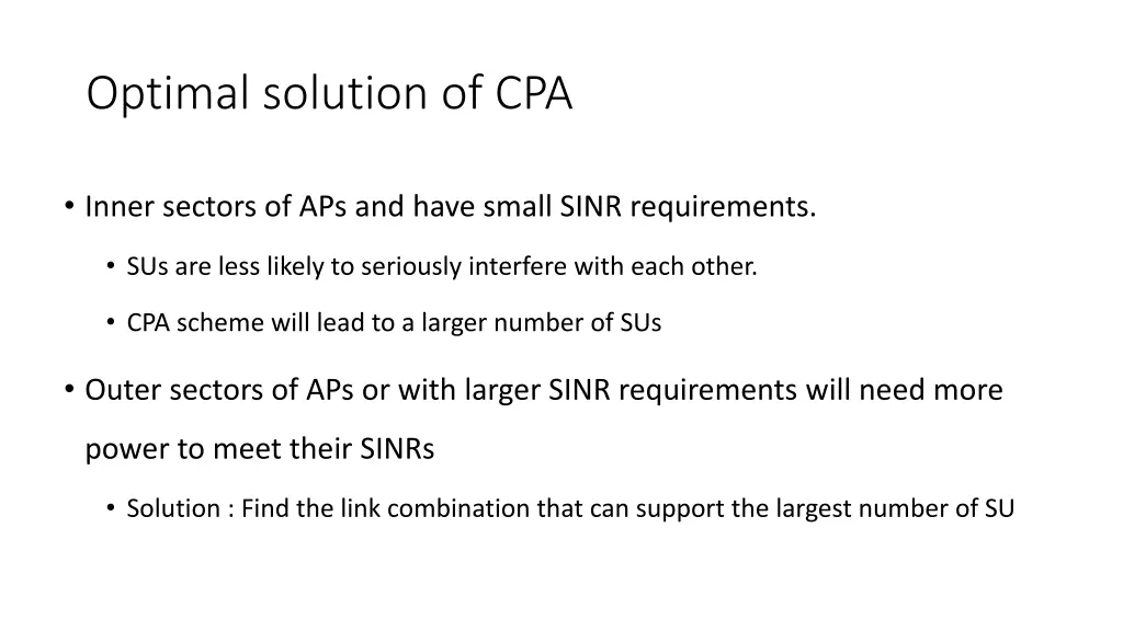 optimal solution of cpa