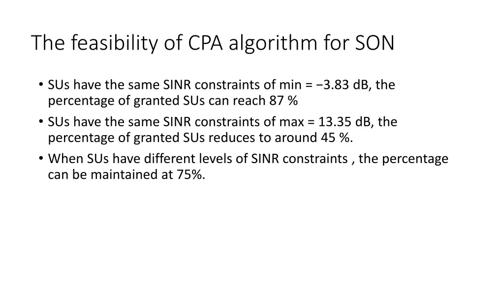 the feasibility of cpa algorithm for son