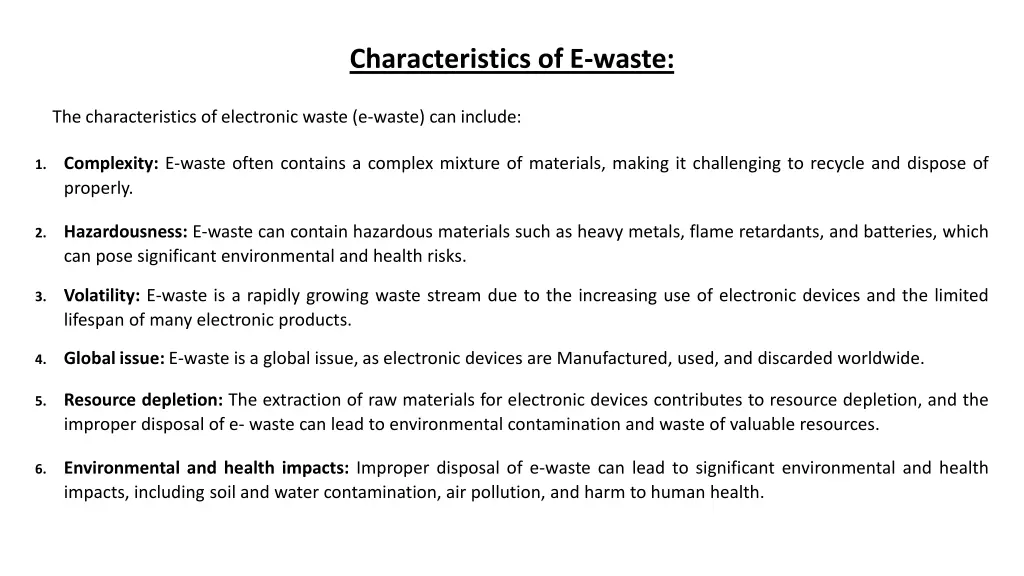 characteristics of e waste