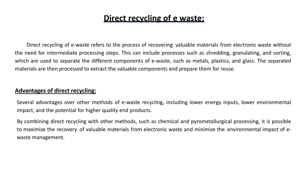 direct recycling of e waste