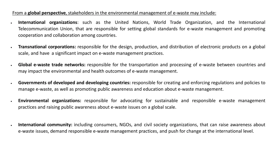 from a global perspective stakeholders