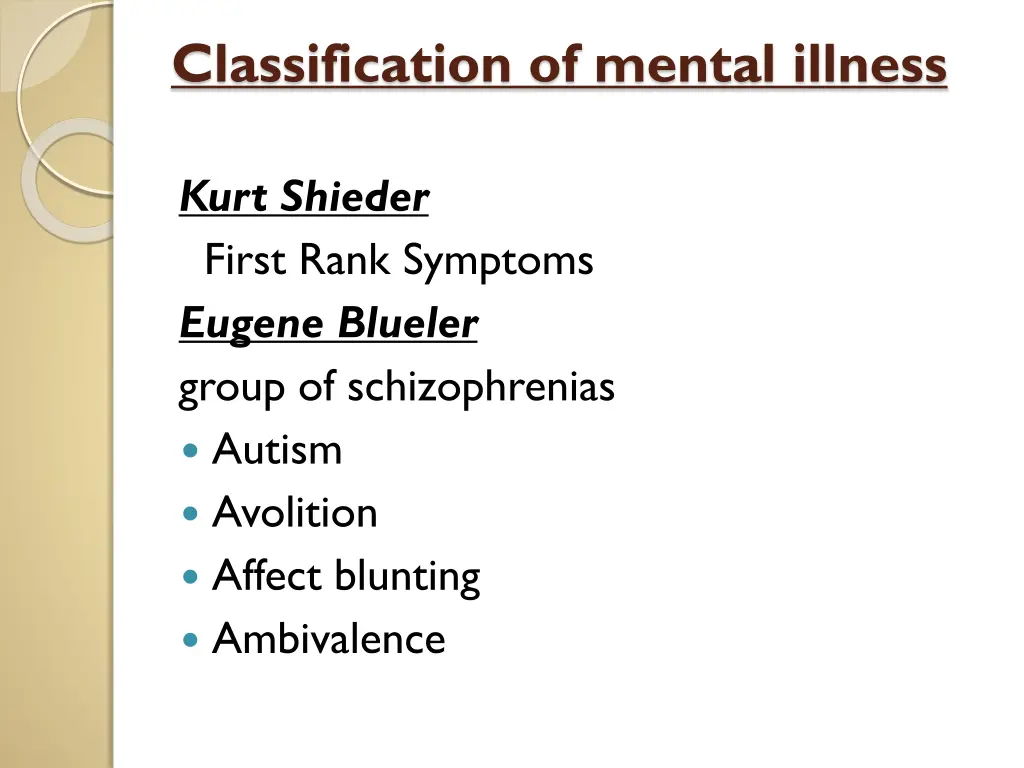 classification of mental illness 1