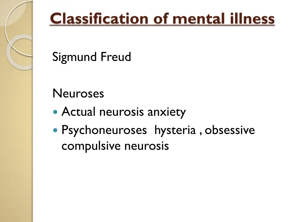 classification of mental illness 2
