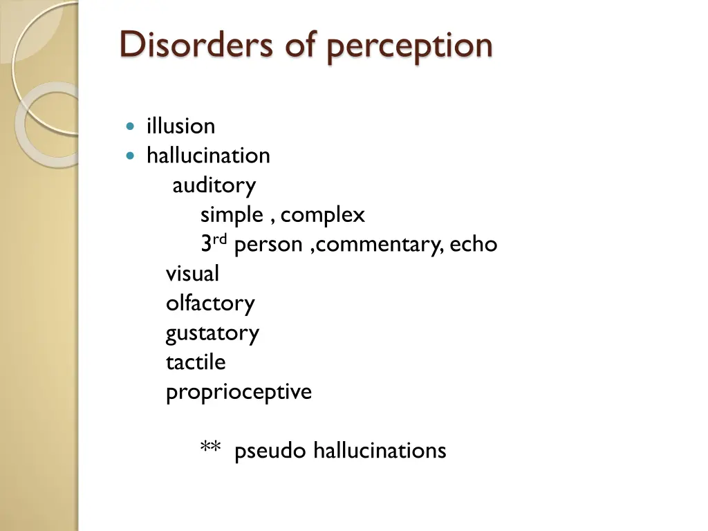 disorders of perception
