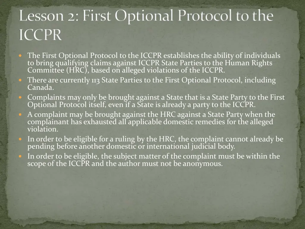 lesson 2 first optional protocol to the iccpr