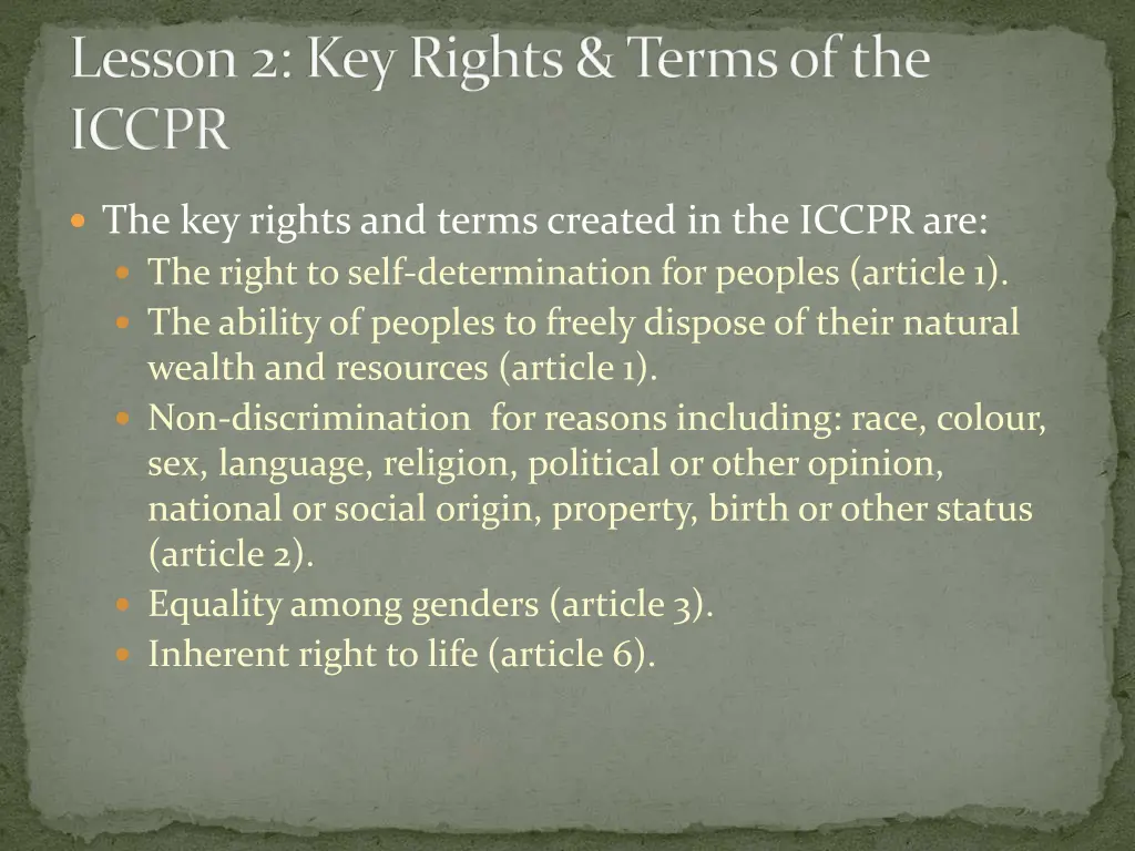 lesson 2 key rights terms of the iccpr