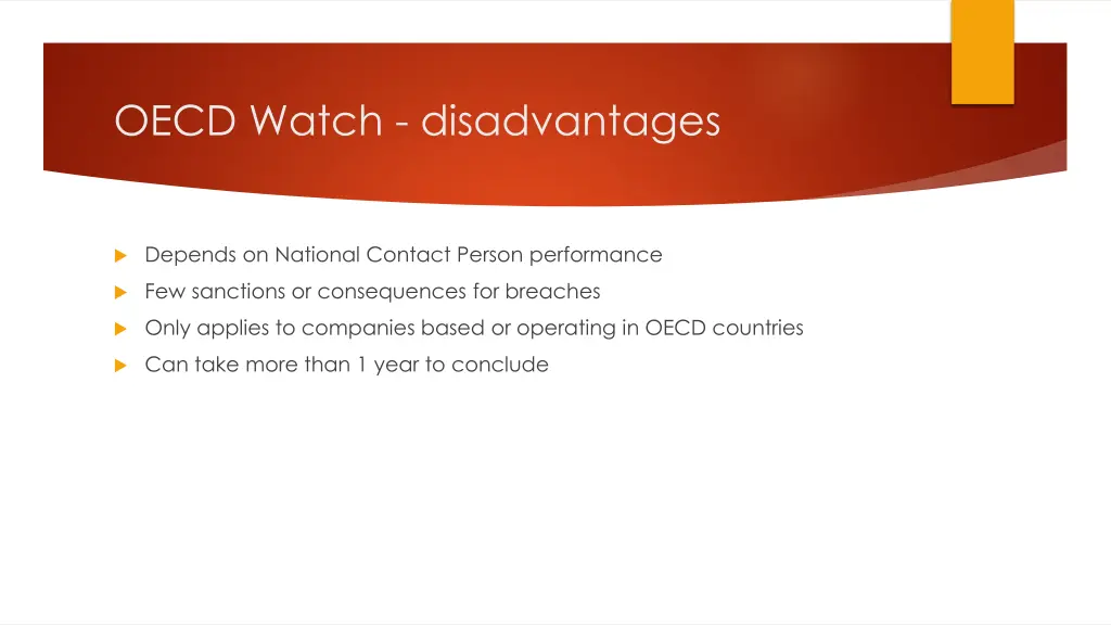 oecd watch disadvantages