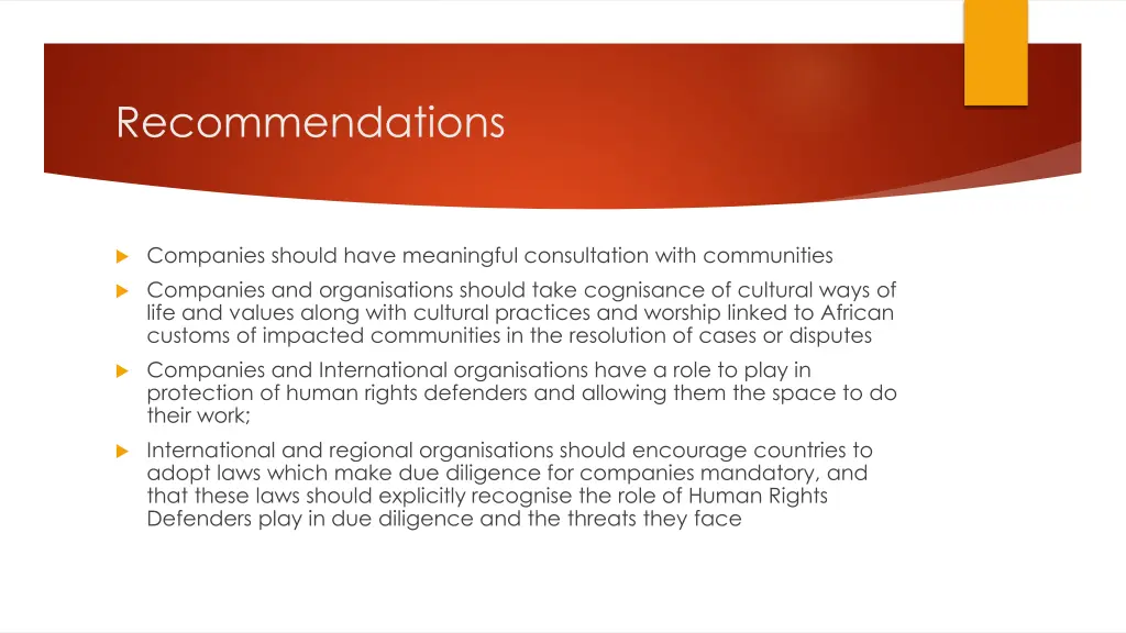 recommendations