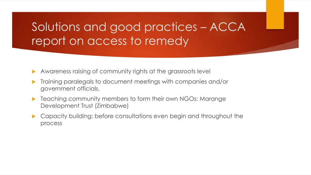 solutions and good practices acca report