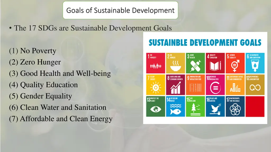goals of sustainable development