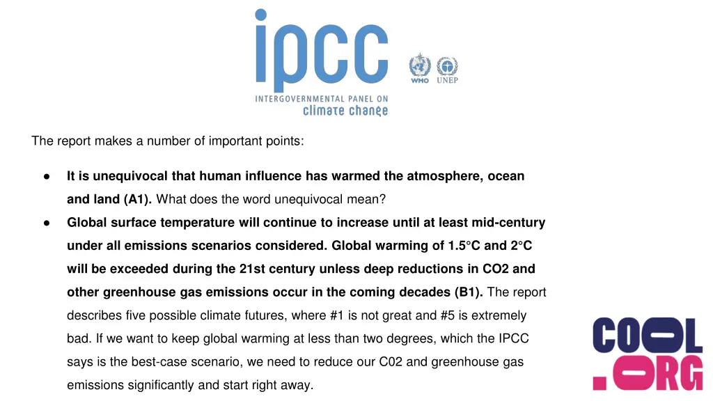 the report makes a number of important points