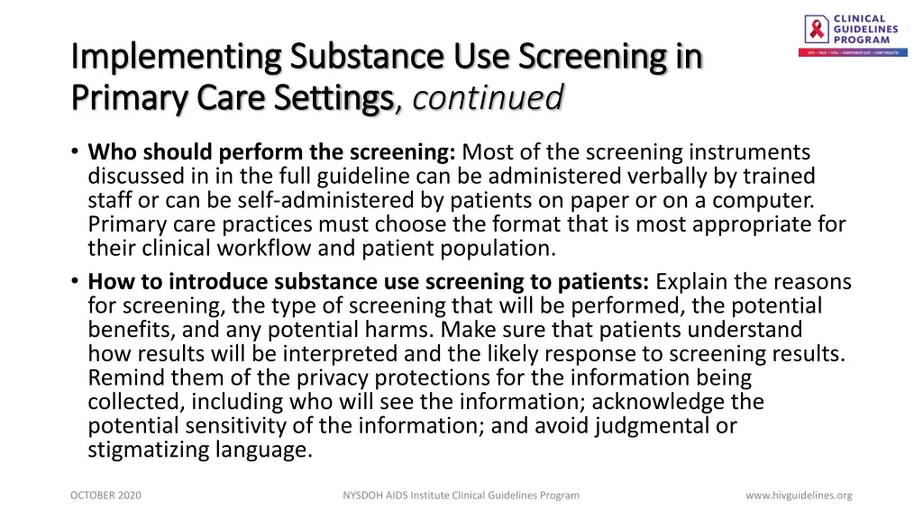 implementing substance use screening 1