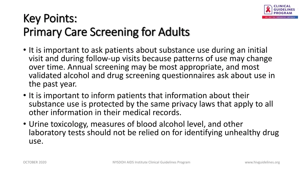 key points key points primary care screening
