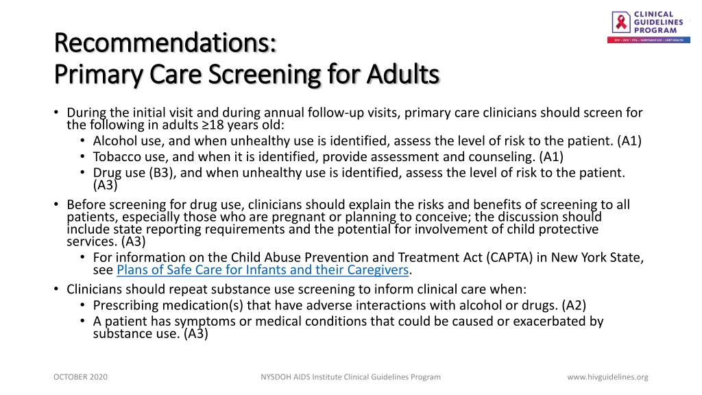 recommendations recommendations primary care