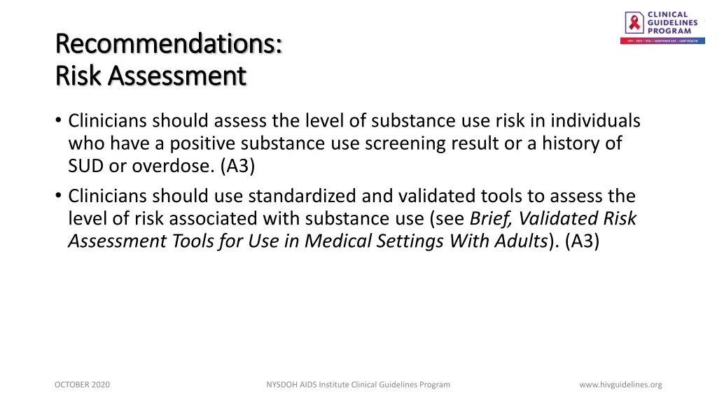 recommendations recommendations risk assessment