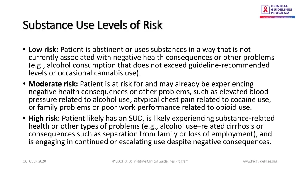 substance use levels of risk substance use levels