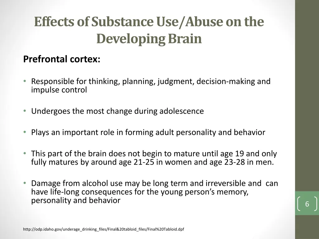 effects of substance use abuse on the developing 2