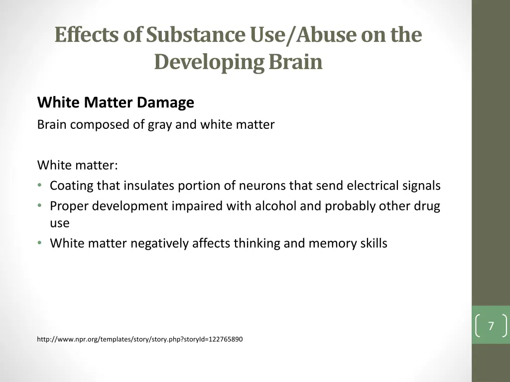 effects of substance use abuse on the developing 3