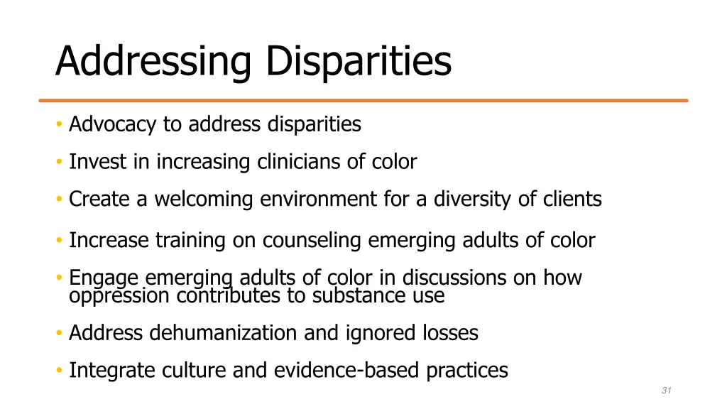 addressing disparities