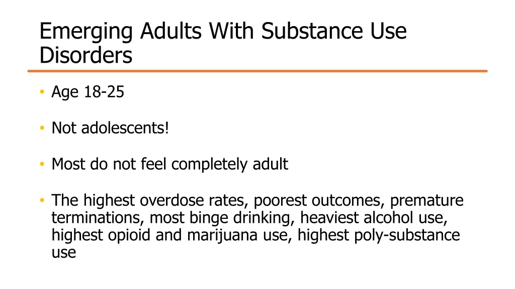 emerging adults with substance use disorders