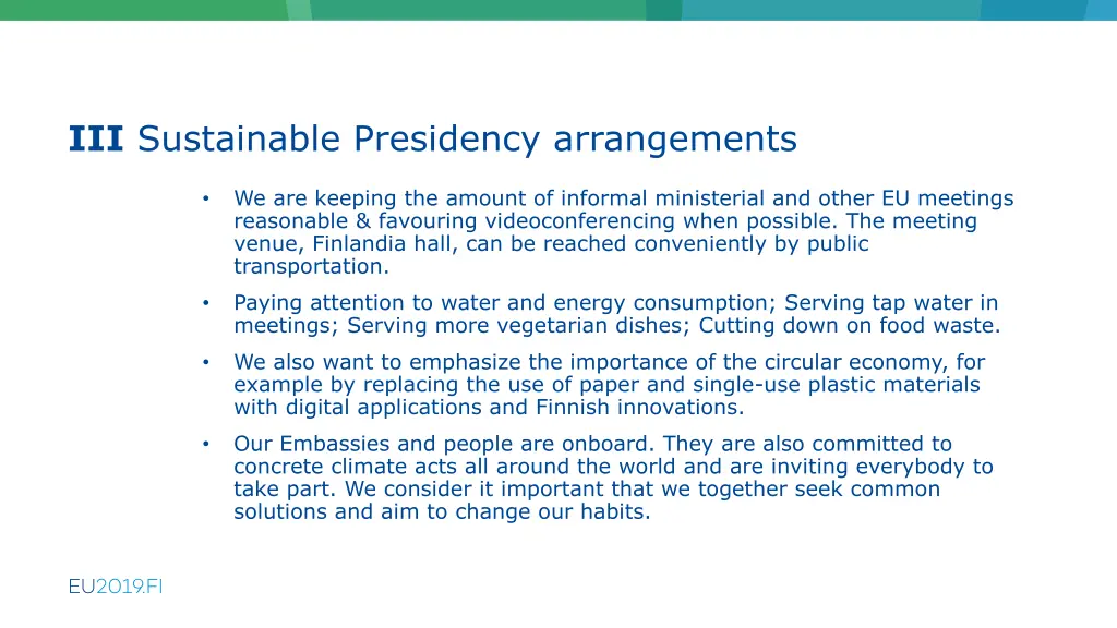 iii sustainable presidency arrangements