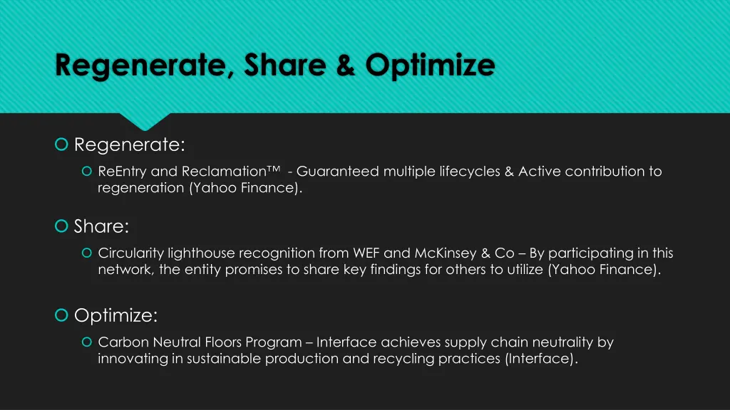 regenerate share optimize