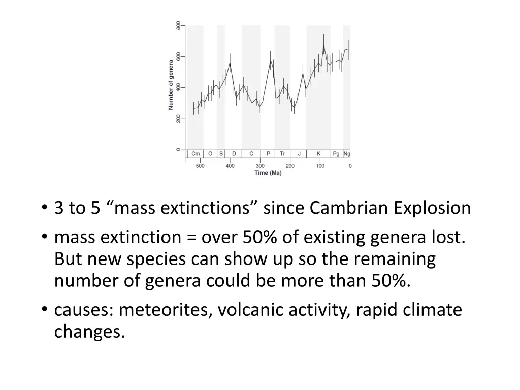 3 to 5 mass extinctions since cambrian explosion
