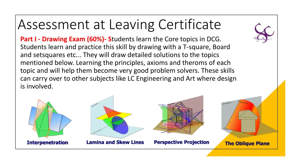 assessment at leaving certificate part i drawing