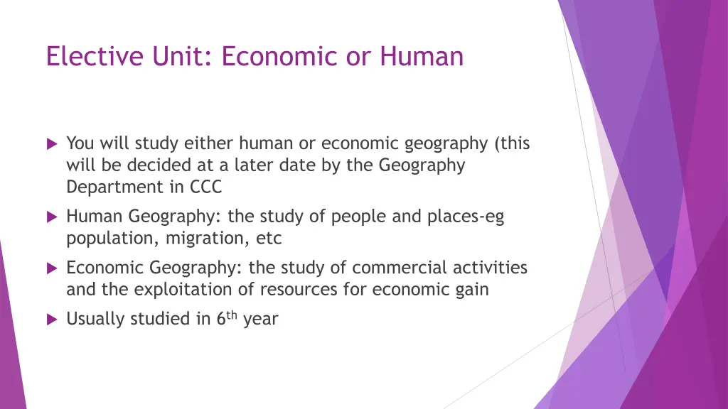 elective unit economic or human