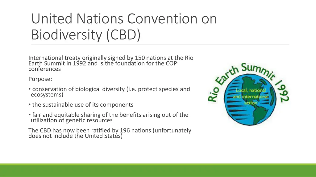 united nations convention on biodiversity cbd