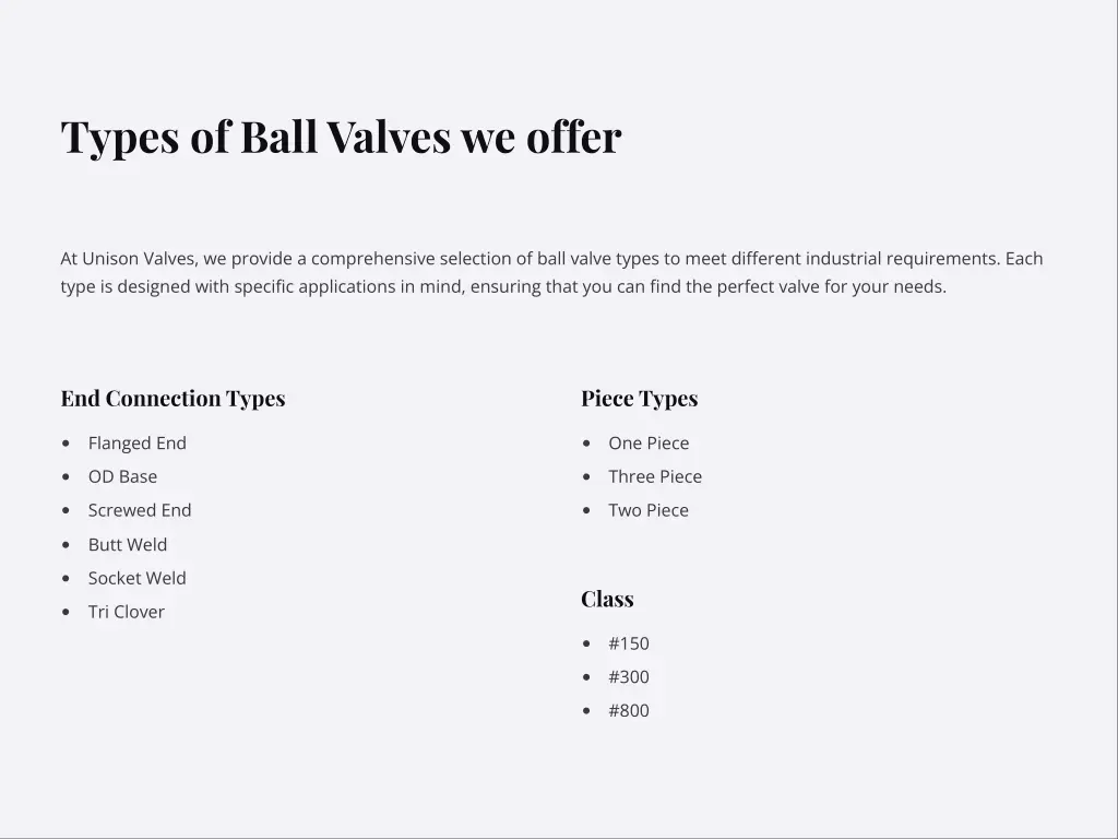 types of ball valves we offer